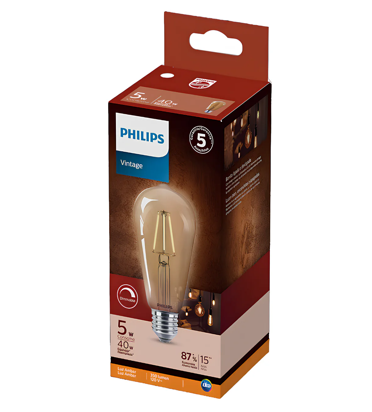 Bombillo LED PHILIPS Vintage 5W  2200k classic ST64 120V E27 GOLD Dimmable 350lm
