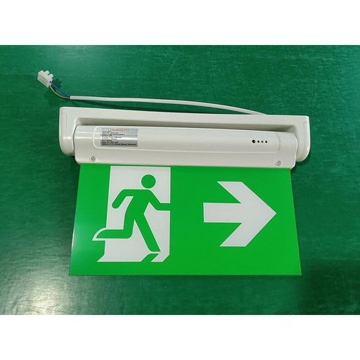 [905E-GR] Luminaria de Evacuación y Salida de Emergencia para Pared y Techo Verde con Base Gris con 90 minutos de Batería LED 6000K 120v/60Hz